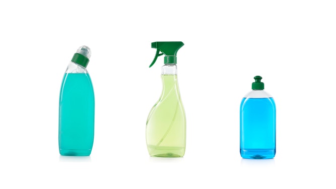 Three bottles with cleaners
